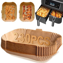 ENGHEK 230PC Air Fryer Liners, Upgraded Air Fryer Liners Disposable, Air Fryer Accessories with Curved Handle Compatible with Ninja AF300UK AF400UK,