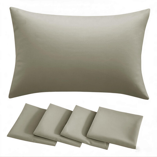 RUIKASI Taupe Pillow Cases 4 Pack  Plain Pillowcases with Envelope Closure