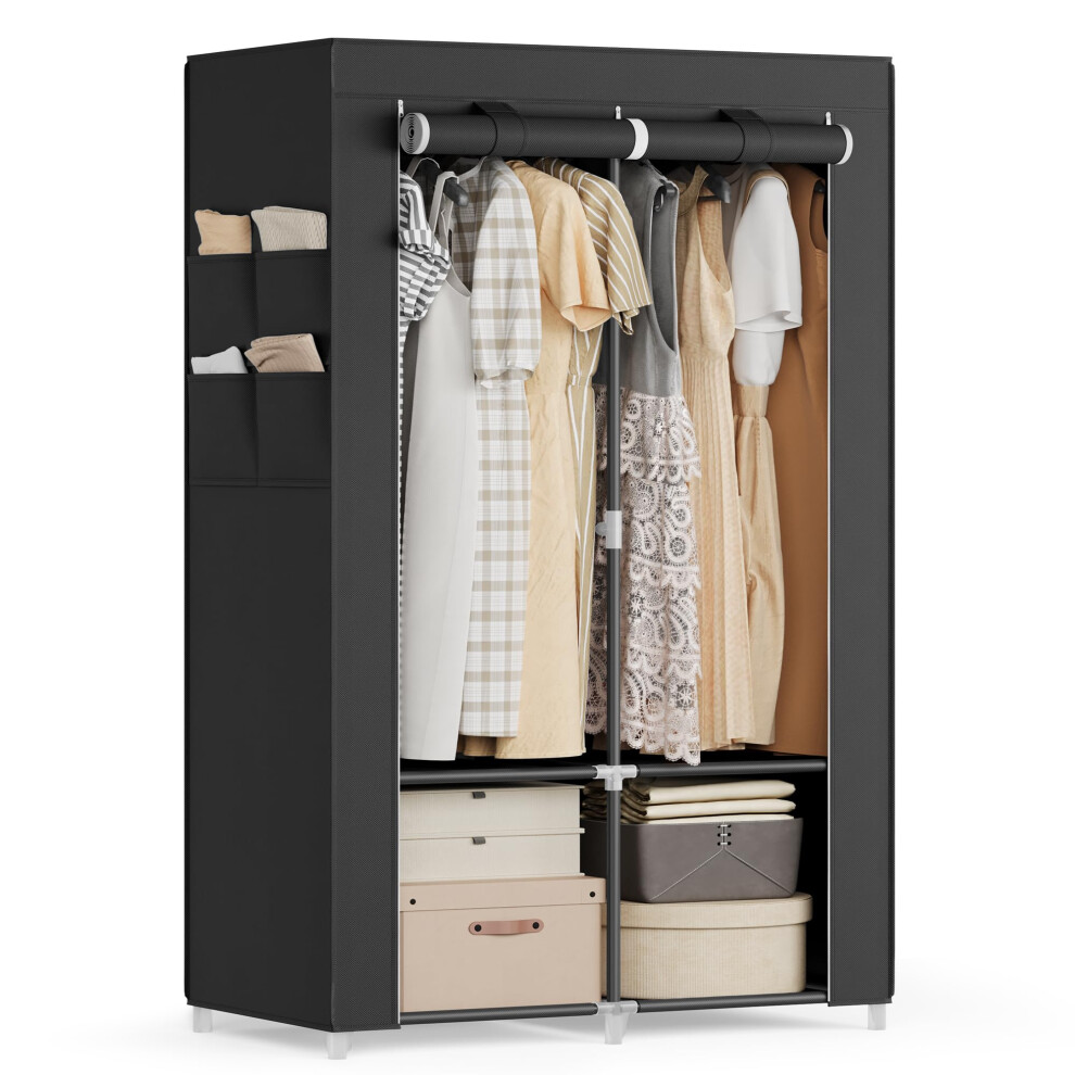 Songmics Clothes Wardrobe Portable Closet Garment Organiser Rack With 2 Han