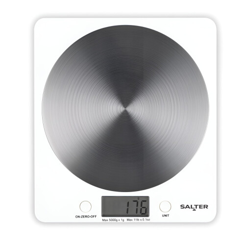 Salter Salter White Disc Digital Kitchen Scale – Electronic Food Scale Add  Weigh