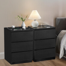 VASAGLE KAILYN Collection Bedside Tables with Power Strip Set of 2 Side En
