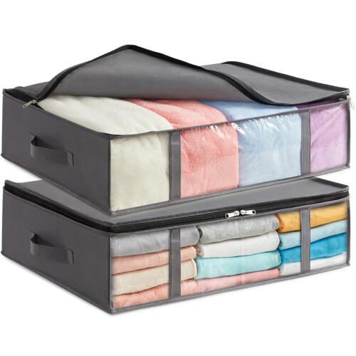 Lifewit 40L Under Bed Storage Containers 2 Pack Foldable Clothing Storage B