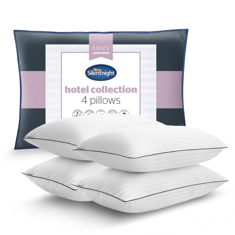 Silentnight Luxury Hotel Collection Piped Pillow - Hotel Quality Stylish Pillow Soft Medium Support For Back & Side Sleepers - Filled With Finest Fibr