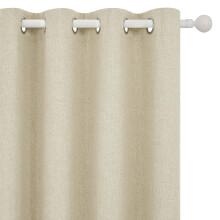Deconovo Faux Linen Total Blackout Curtains Energy Saving Curtains Eyelet T