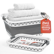 Klass Home Collection 58L Large Collapsible Laundry Baskets Plastic
