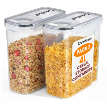 CrowdLox Cereal Storage Containers 4L Food Grade and BPA Free Sets with Lid