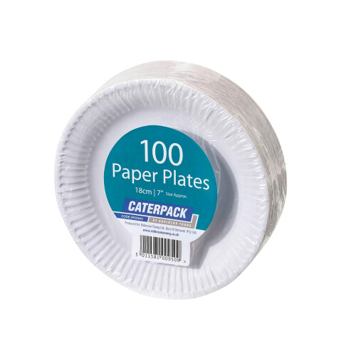 Caterpack by Robinson Young Plates 18cm White 100 pack