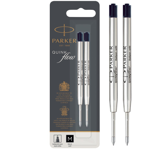 Parker Parker Ballpoint Pen Refills  Medium Point  Black QUINKflow Ink  2 Count