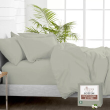 Pizuna Pure 100% Cotton King Size Duvet Cover Sets with King Size Fitted Sheets Silver, 400 Thread Count Long Staple Cotton Bedding Set