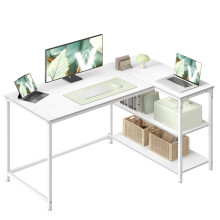 VASAGLE L Shaped Corner Desk Computer Gaming Desk with Storage Reversible H