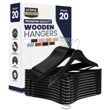 Utopia Home 20 Pack Premium Wooden Hangers Durable Slim Coat Hangers Sui