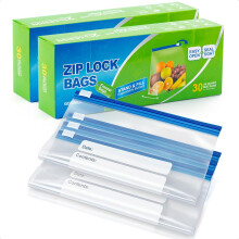 GobiSea 60-Pack Zip Lock Freezer Bags - 1L, Ziplock Sandwich Bags Food Storage Bag Zip Seal, BPA-Free Freezer Bag Ziplock with Expandable Bottom for