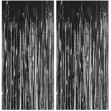 2pcs Tinsel Curtain Blue Glitter - 3ft X 6.4ft Aluminum Foil Flow Curt