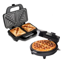 Global Gourmet Deep Fill Sandwich Toaster Round Waffle Maker Bundle NonSt