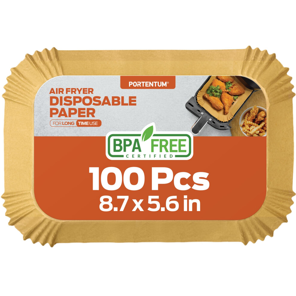 PORTENTUM Air Fryer Liners 100PCS Disposable Unbleached and Greaseproof Sui-image-OPC-PVNTCXR-NEW