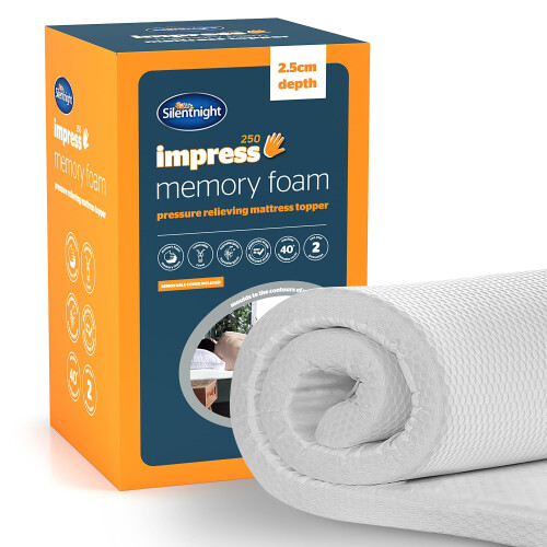 Silentnight Silentnight Impress Double Memory Foam Mattress Topper – 25cm Thick Luxury