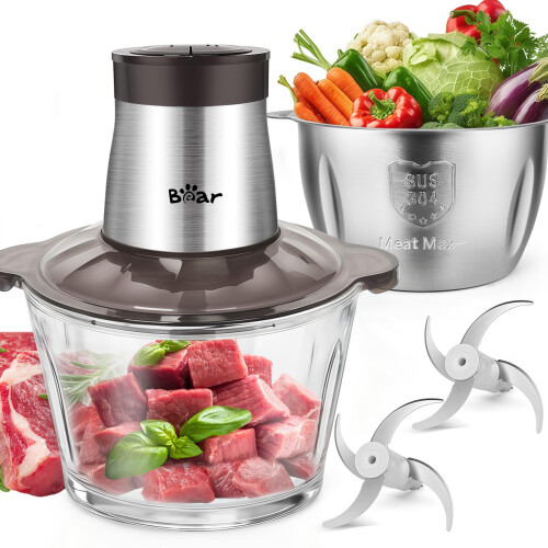 Bear Bear Electric Food Processor & Chopper, 2L+1.8L, 600W, Brown