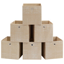 SONGMICS Storage Boxes Set of 6 NonWoven Fabric Boxes with Handles 30 x 30