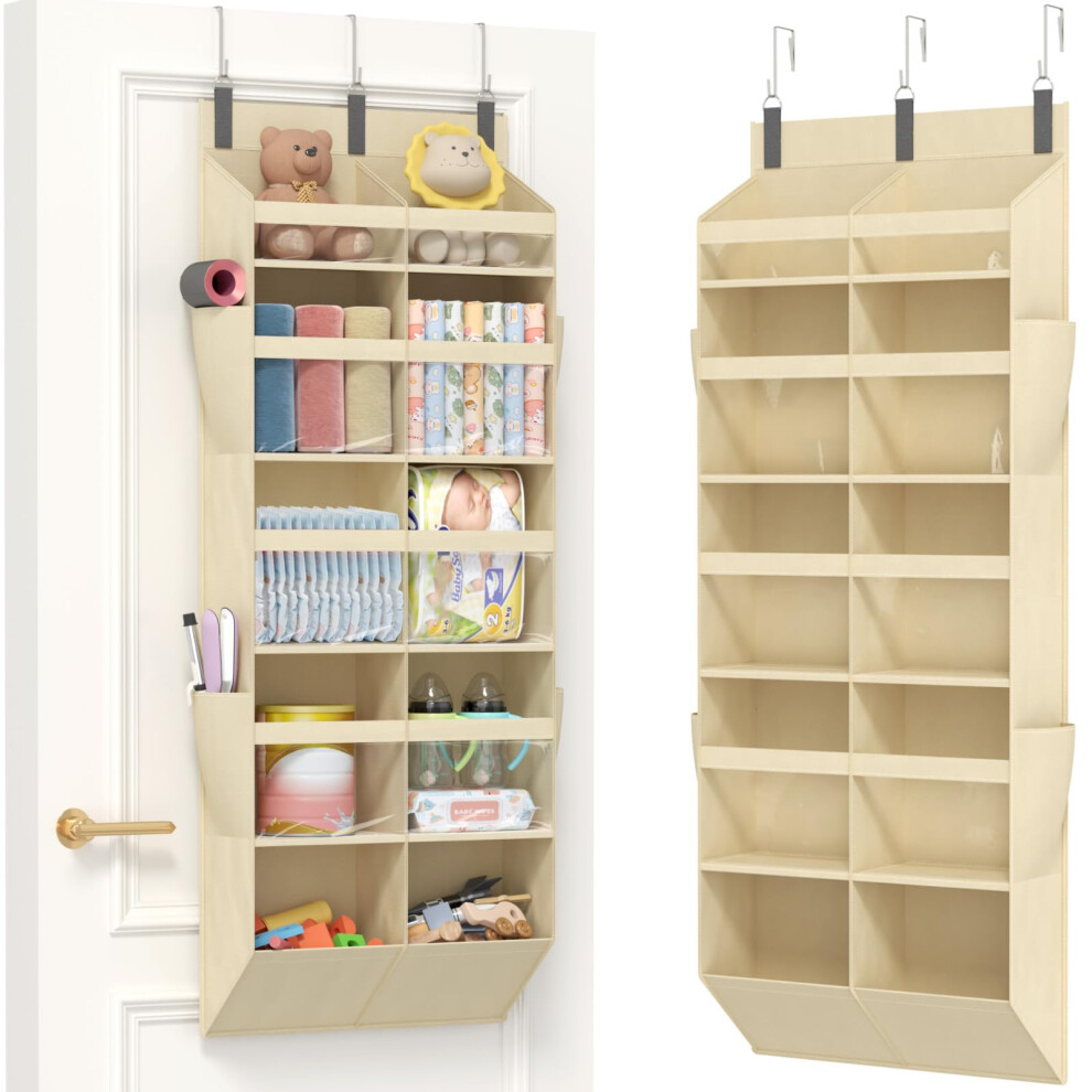 Lifewit Over The Door Storage, Clear Hanging Organiser With 4 Side Pockets, Anti Tilt 40 Lbs Load Behind Door For Dorm, University Essentials, Room,