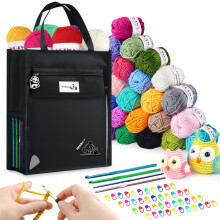 YINVA Crochet Kits for Beginners Adults Yarn 27 Colors Acrylic Wool Set wit