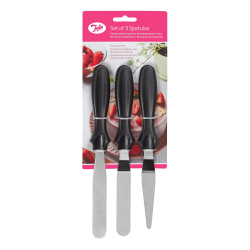 Tala 3 Stainless Steel Icing Spatulas with Black Plastic Handles