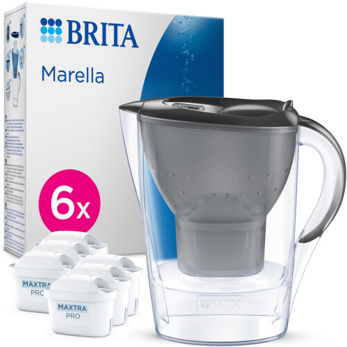 BRITA BRITA Marella Water Filter Jug Graphite (2.4L) Half Year Pack incl. 6x