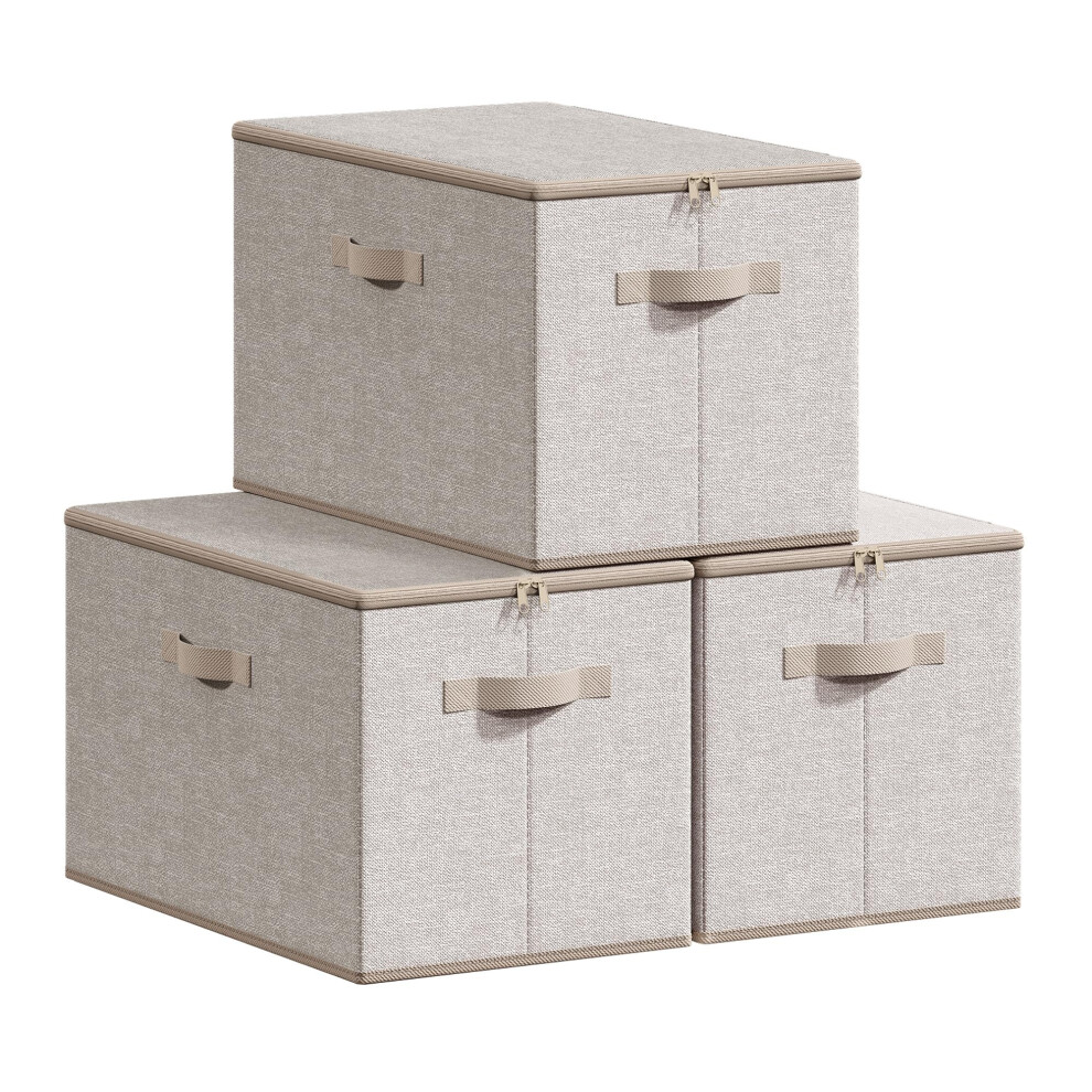 Songmics Foldable Storage Organiser Boxes Storage Basket Bins With Lids Han
