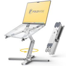 FoldWise X Premium Laptop Stand for Desk - 100% Aluminium, Portable & 360 Rotating - Adjustable Height & Angles Laptop Riser