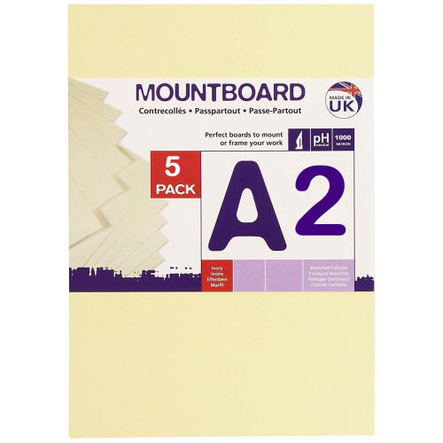 DalerRowney Graduate A2 Thick Cream Core Mountboard 5 x Ivory