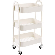 DOEWORKS Storage Trolley on Wheels Kitchen Trolleys Metal 3-Tier Trolley for Book Beauty Craft Trolleys Rolling Utility Storage Cart for Room Bathroom