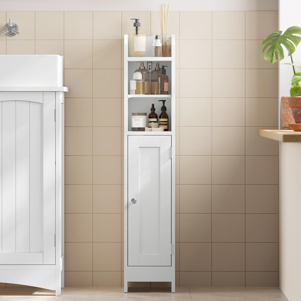 Vasagle Slim Bathroom Floor Storage Cabinet With Door Freestanding Bathroom