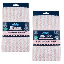 Minky Super Soak Up Tea Towels Pink Pack of 4 UltraAbsorbent Powerful HighD
