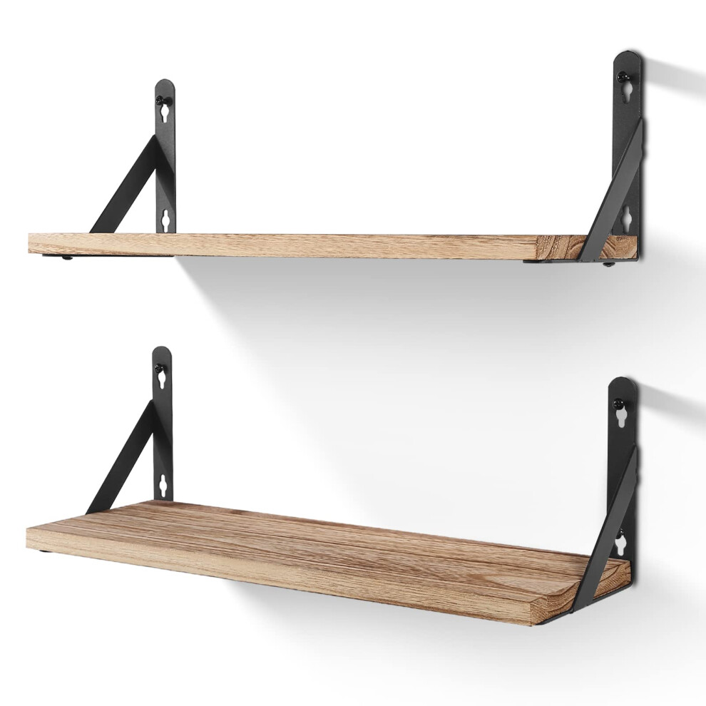 Agm Wall Mounted Shelves Set Of 2, Rustic Light Wood Wall Floating Shelves For B 5009222153070