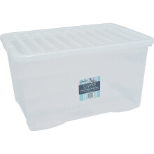 Wham Crystal 60 Liter Storage Heavy Duty Plastic Storage Box With Lids Home
