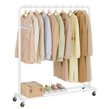 SONGMICS Clothes Rack Garment Rack on Wheels Coat Rack 2 Lockable Wheels Be