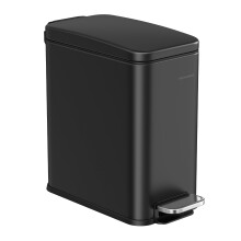 SONGMICS Bathroom Bin, Narrow Pedal Toilet Bin with Lid, Slim for Small Spaces,