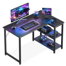 Coleshome L Shaped Gaming Desk for Small Space, 100x70 cm Black