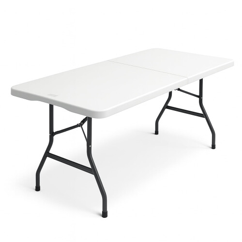 SAKUSEI 6ft 1.8m Sturdy Folding Table Trestle Party Garden Table With
