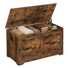 VASAGLE Chest Bench Blanket Box with 2 Safety Hinges Shoe Farmhouse Style f
