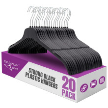 The Hanger Store 20 Strong Black Plastic Adults Coat Clothes Hangers Sturd