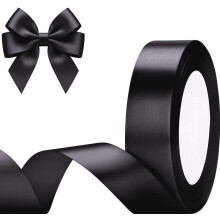 20mm Wide Black Ribbon, Yiduohua 22M Ribbons for Gift Wrapping, Gift Wrap Ribbons for Crafting, Halloween & Christmas, Wedding & Valentine's Day Deco