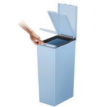 EKO Morandi 30L Kitchen Recycling Bin with Touch-Top Lid, Slim Plastic Rubbish Bin with Recycling Stickers and Easy-Clean Finish