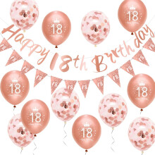18th Birthday Decorations Rose Gold Happy 18th Birthday Banner Kit Women 21