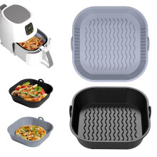 Diboniur Silicone Air Fryer Liner Square 2 Pack 8 Inch Reusable Airfryer Li