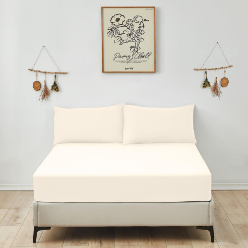 Double Fitted Sheet 30cm  Ultra Soft Microfibre Bed Sheets Elasticated Corn
