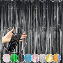 2 Pack Metallic Tinsel Foil Fringe Curtains