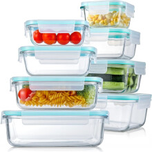 8 Pack Glass Container Food Storage Meal Prep Containers with Lids BPA Free