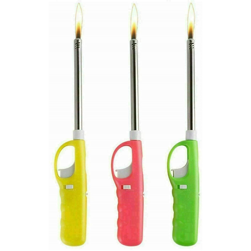 Aspect 3 X Refillable Gun-Shape Gas Lighters Long Reach Bbq & Kitchen Lighters, Assorted Colours For Candles, Fireplaces & Camping