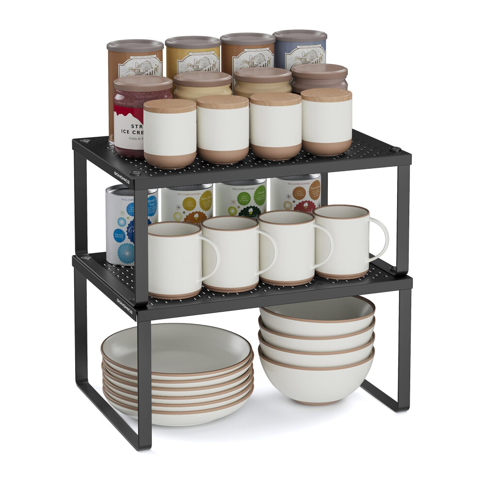 Songmics Spice Racks Set Of 2 Cupboard Organisers Kitchen Storage Stackable