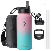Water Bottle 32 oz Insulated with Straw Coolflask Stainless Steel Metal 3 L